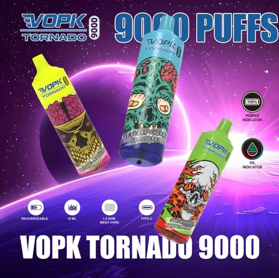 VOPK TORNADO 9000 Puffów 0% 2% 3% 5% Niska zawartość