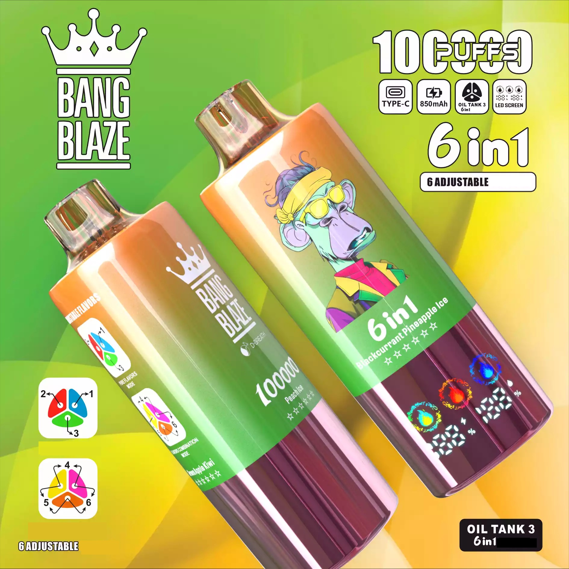 BANG BLAZE 100000 100K Puffs DSK055 6 In 1 Disposable Vape Bulk
